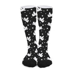 Black And White Angel Pattern Print Long Socks