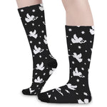 Black And White Angel Pattern Print Long Socks