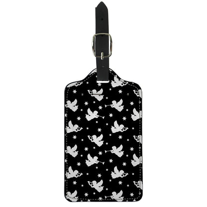 Black And White Angel Pattern Print Luggage Tag