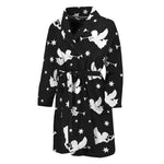 Black And White Angel Pattern Print Men's Bathrobe