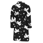 Black And White Angel Pattern Print Men's Bathrobe