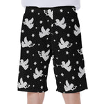 Black And White Angel Pattern Print Men's Beach Shorts