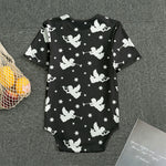 Black And White Angel Pattern Print Men's Bodysuit
