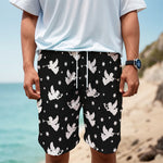 Black And White Angel Pattern Print Men's Cargo Shorts