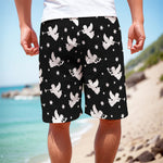 Black And White Angel Pattern Print Men's Cargo Shorts