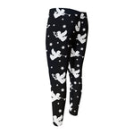 Black And White Angel Pattern Print Men's Compression Pants