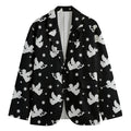 Black And White Angel Pattern Print Men's Cotton Blazer