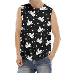 Black And White Angel Pattern Print Men's Fitness Tank Top