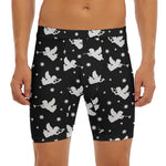 Black And White Angel Pattern Print Men's Long Boxer Briefs