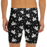 Black And White Angel Pattern Print Men's Long Boxer Briefs