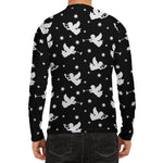 Black And White Angel Pattern Print Men's Long Sleeve Rash Guard