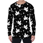 Black And White Angel Pattern Print Men's Long Sleeve T-Shirt