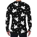 Black And White Angel Pattern Print Men's Long Sleeve T-Shirt