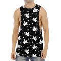 Black And White Angel Pattern Print Men's Muscle Tank Top