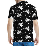 Black And White Angel Pattern Print Men's Polo Shirt