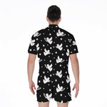 Black And White Angel Pattern Print Men's Rompers