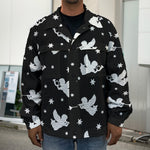 Black And White Angel Pattern Print Men's Shirt Jacket