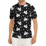 Black And White Angel Pattern Print Men's Short Sleeve Rash Guard