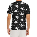 Black And White Angel Pattern Print Men's Short Sleeve Rash Guard