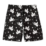 Black And White Angel Pattern Print Men's Swim Trunks