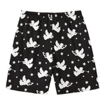 Black And White Angel Pattern Print Men's Swim Trunks