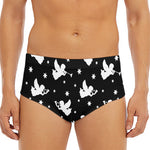 Black And White Angel Pattern Print Men's Triangle Swim Briefs