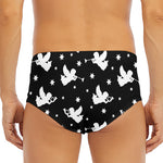 Black And White Angel Pattern Print Men's Triangle Swim Briefs