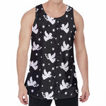 Black And White Angel Pattern Print Men's Velvet Tank Top