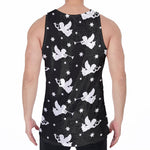 Black And White Angel Pattern Print Men's Velvet Tank Top