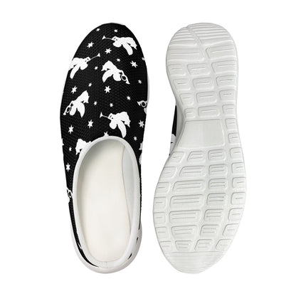 Black And White Angel Pattern Print Mesh Casual Shoes