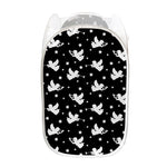 Black And White Angel Pattern Print Mesh Laundry Hamper