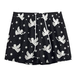 Black And White Angel Pattern Print Mesh Shorts