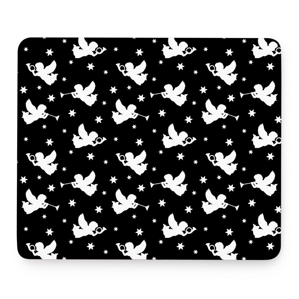 Black And White Angel Pattern Print Mouse Pad