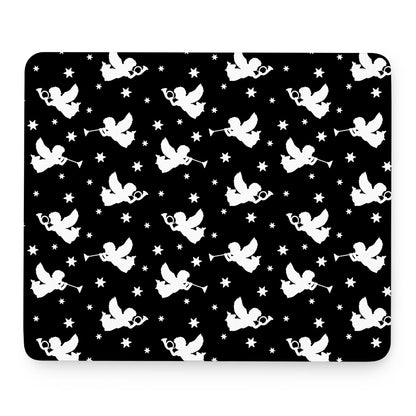 Black And White Angel Pattern Print Mouse Pad