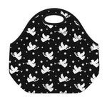 Black And White Angel Pattern Print Neoprene Lunch Bag
