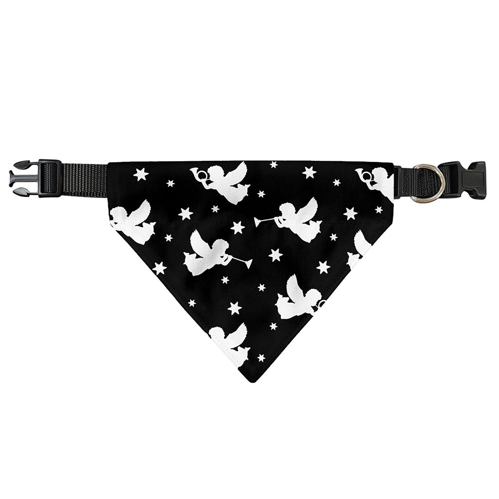 Black And White Angel Pattern Print Over The Collar Dog Bandana