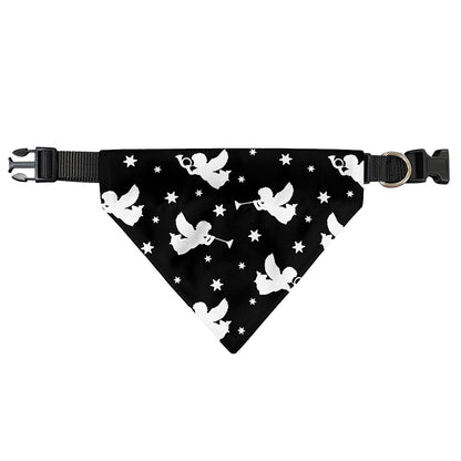 Black And White Angel Pattern Print Over The Collar Dog Bandana