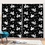 Black And White Angel Pattern Print Pencil Pleat Curtains