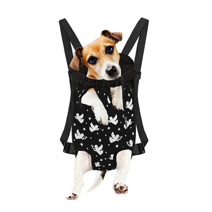 Black And White Angel Pattern Print Pet Carrier Backpack