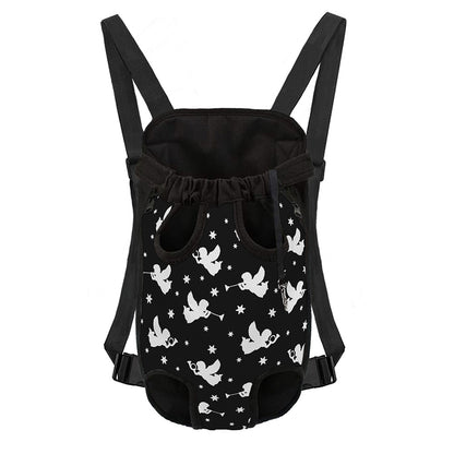 Black And White Angel Pattern Print Pet Carrier Backpack