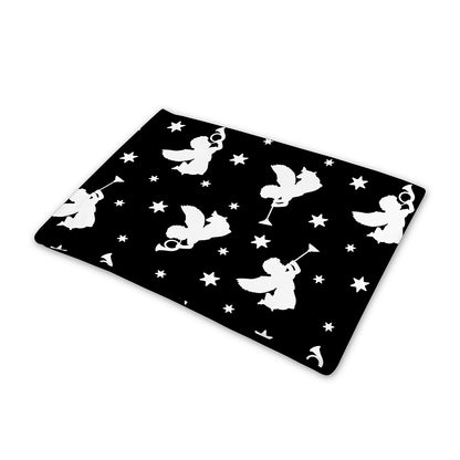 Black And White Angel Pattern Print Pet Cooling Mat Cover