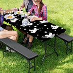 Black And White Angel Pattern Print Picnic Table Cover