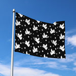 Black And White Angel Pattern Print Polyester Flag