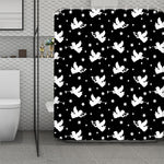 Black And White Angel Pattern Print Polyester Shower Curtain