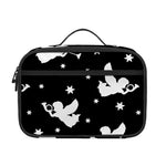 Black And White Angel Pattern Print Portable Lunch Bag