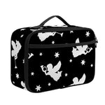 Black And White Angel Pattern Print Portable Lunch Bag