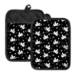 Black And White Angel Pattern Print Pot Holders With Pocket