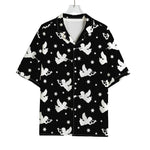 Black And White Angel Pattern Print Rayon Hawaiian Shirt