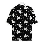 Black And White Angel Pattern Print Rayon Hawaiian Shirt