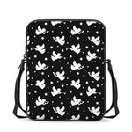Black And White Angel Pattern Print Rectangular Crossbody Bag